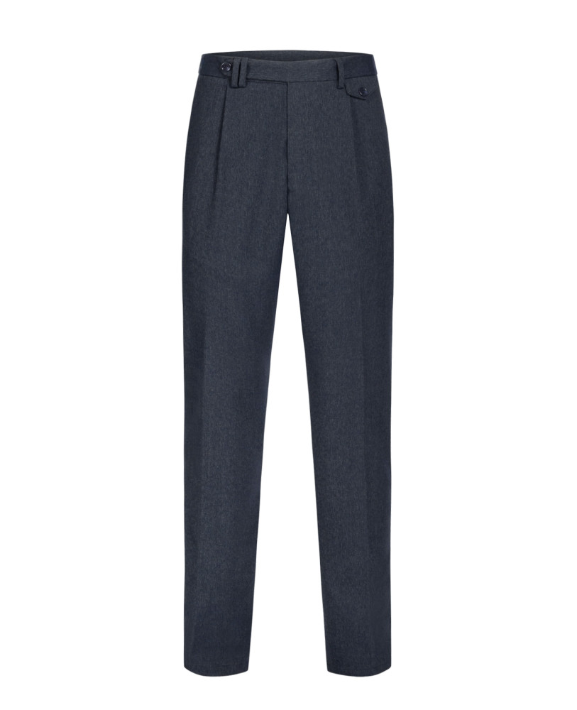 WOOLLEN TROUSERS WITH BUTTONS DARK BLUE