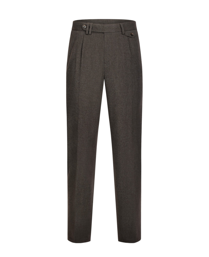 WOOLLEN TROUSERS WITH CLIPS BROWN