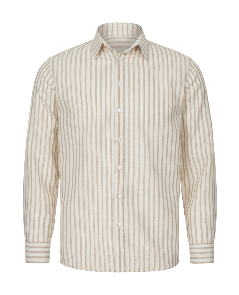 BEIGE STRIPED LINEN SHIRT