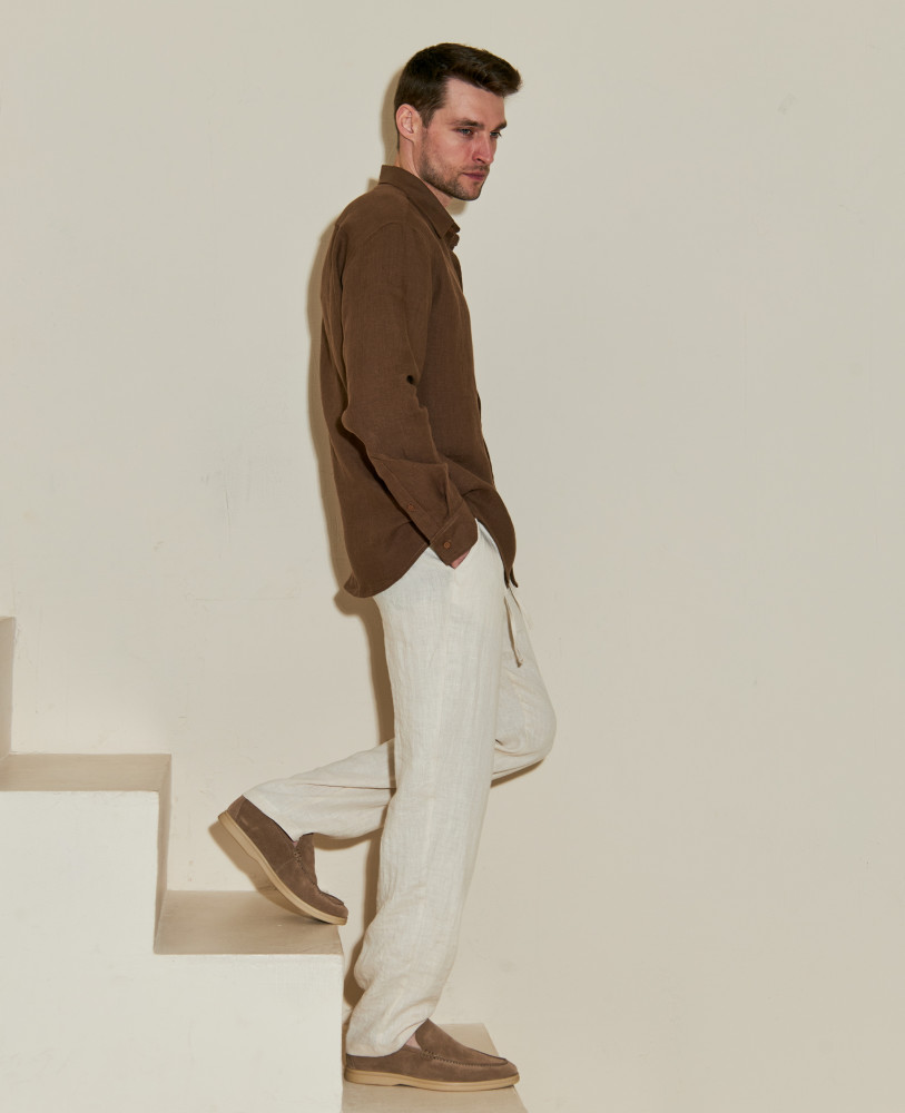 Biege linen pants