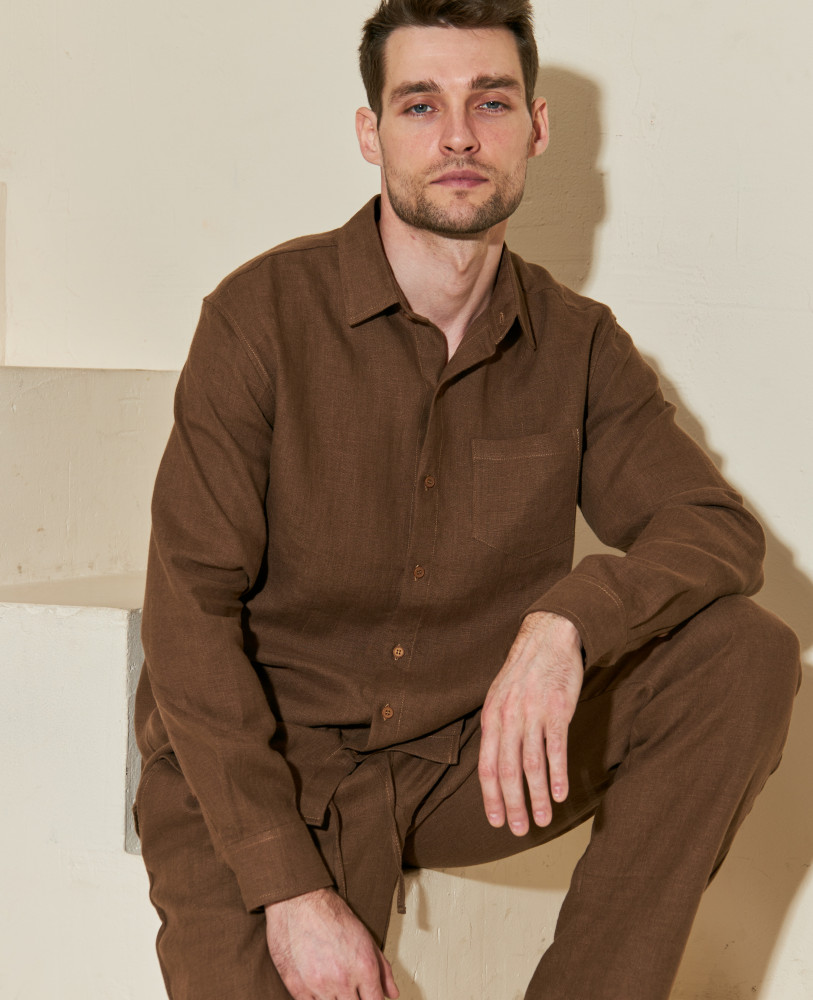 BROWN LINEN PANTS