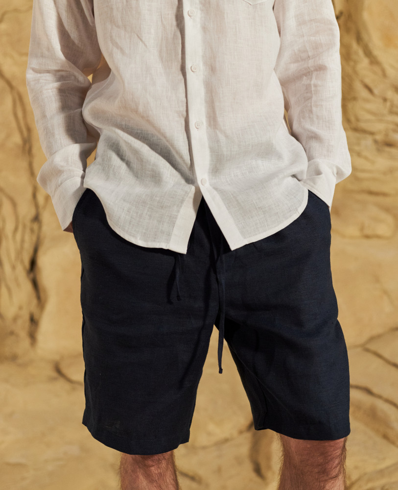 Dark navy linen shorts