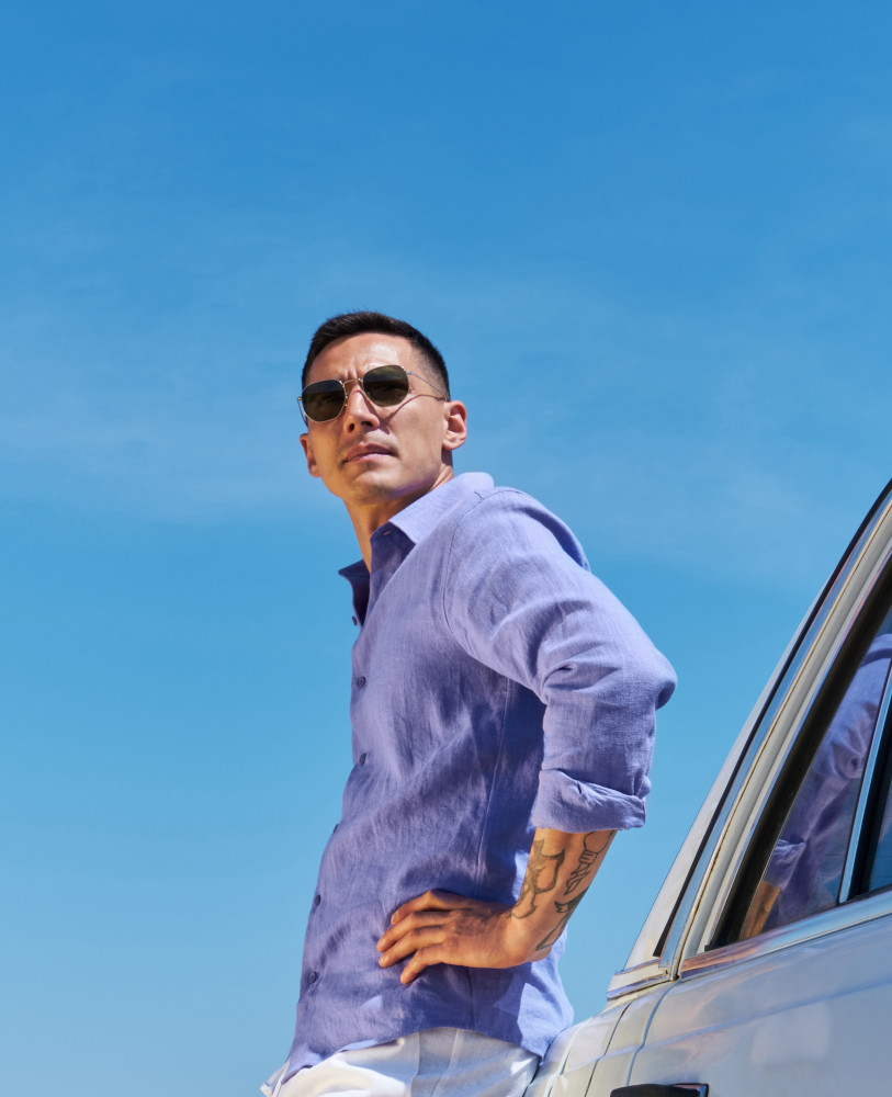 Blueberry linen shirt