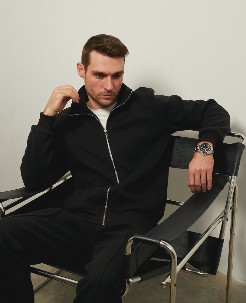 Casual black wool suit