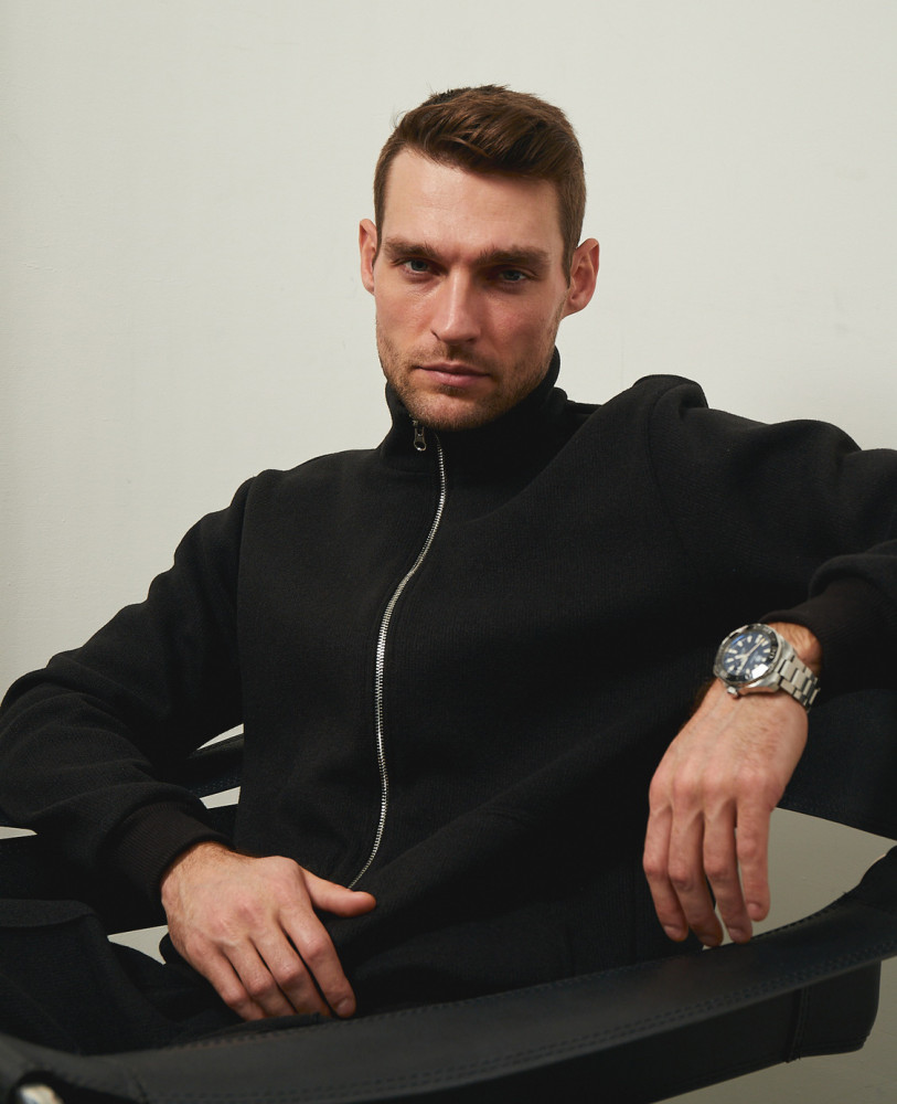 Casual black wool suit