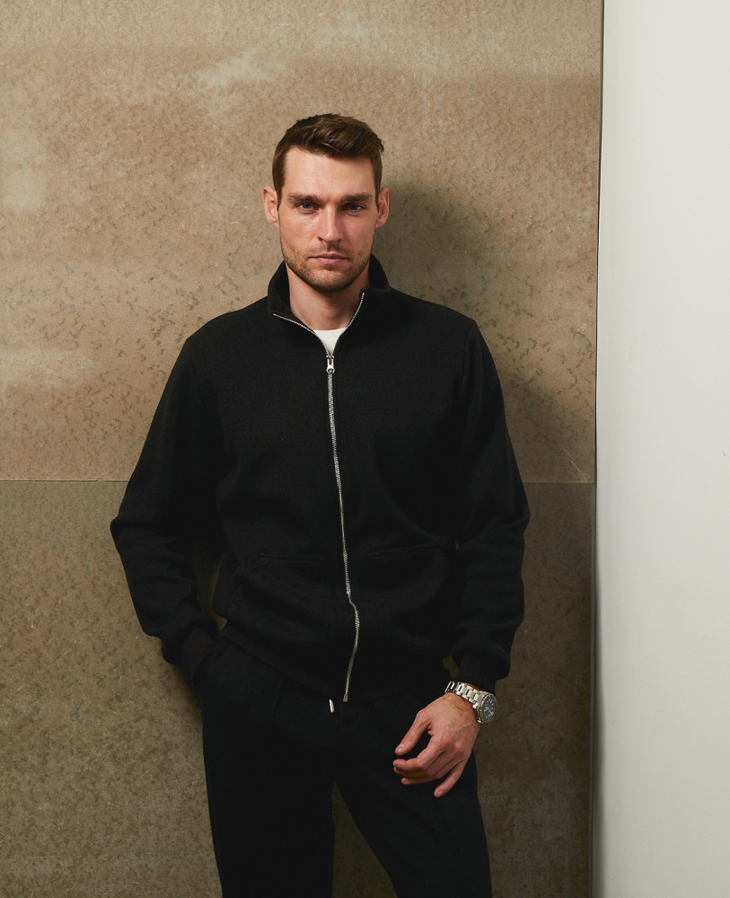 Casual black wool suit