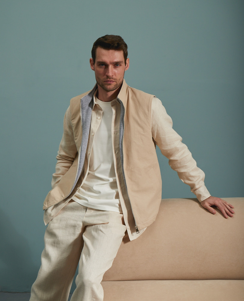 PIMA COTTON BEIGE VEST 